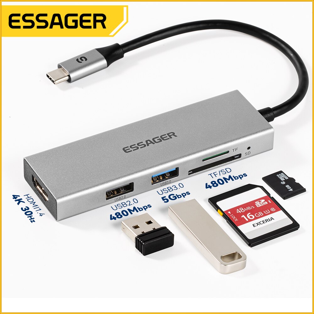 Essager 5 in 1 USB C HUB HDMI- - Hdmi Adapter Tablet recensione e prezzo