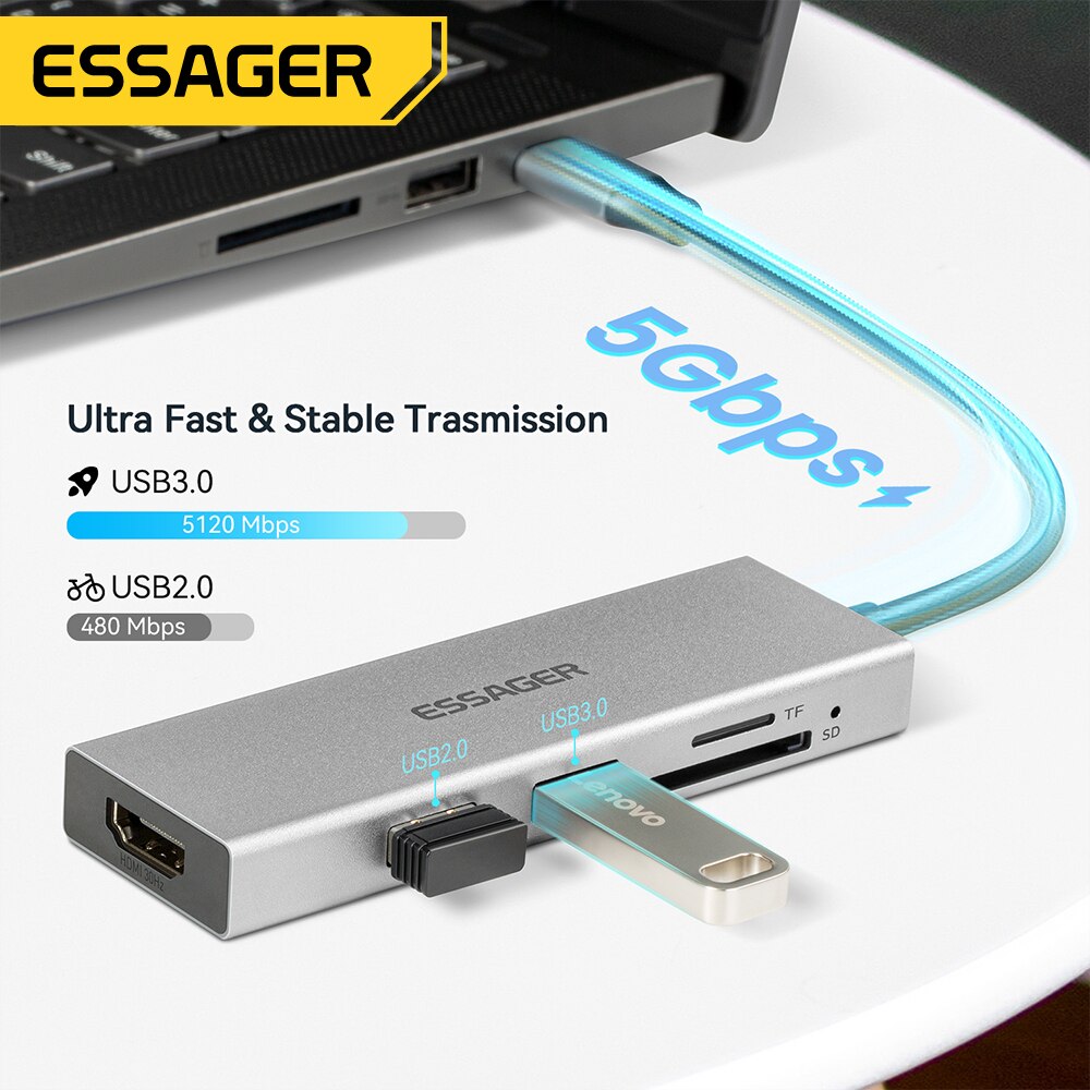 Essager 5 in 1 USB C HUB HDMI- - Hdmi Adapter Tablet recensione e prezzo